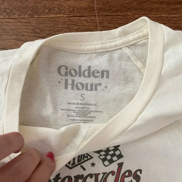 NWOT Pacsun Golden Hour motorcycle parts and service graphic cropped baby tee - Picture 3 of 3